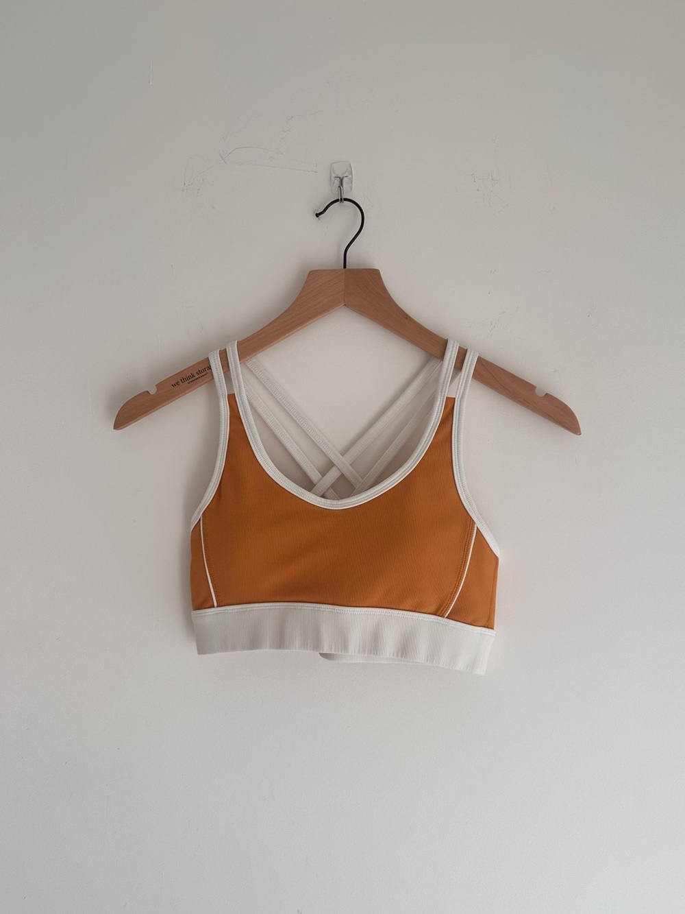 Wilo The Label size S Crisscross Active Sports Bra in Mustard with Cream Trim